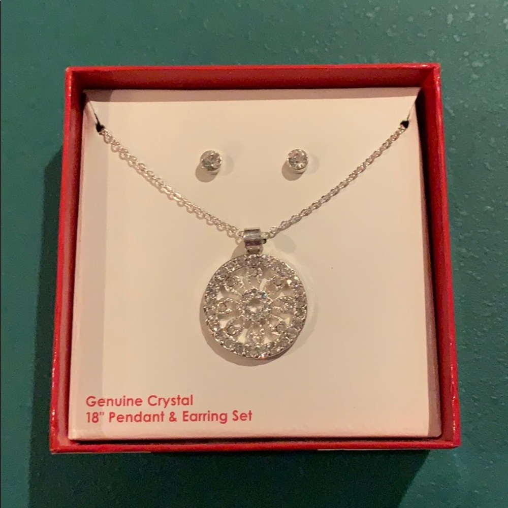 Genuine Crystal Necklace & Earrings Set